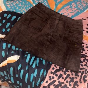 Brown Suede Leather Mini Skirt